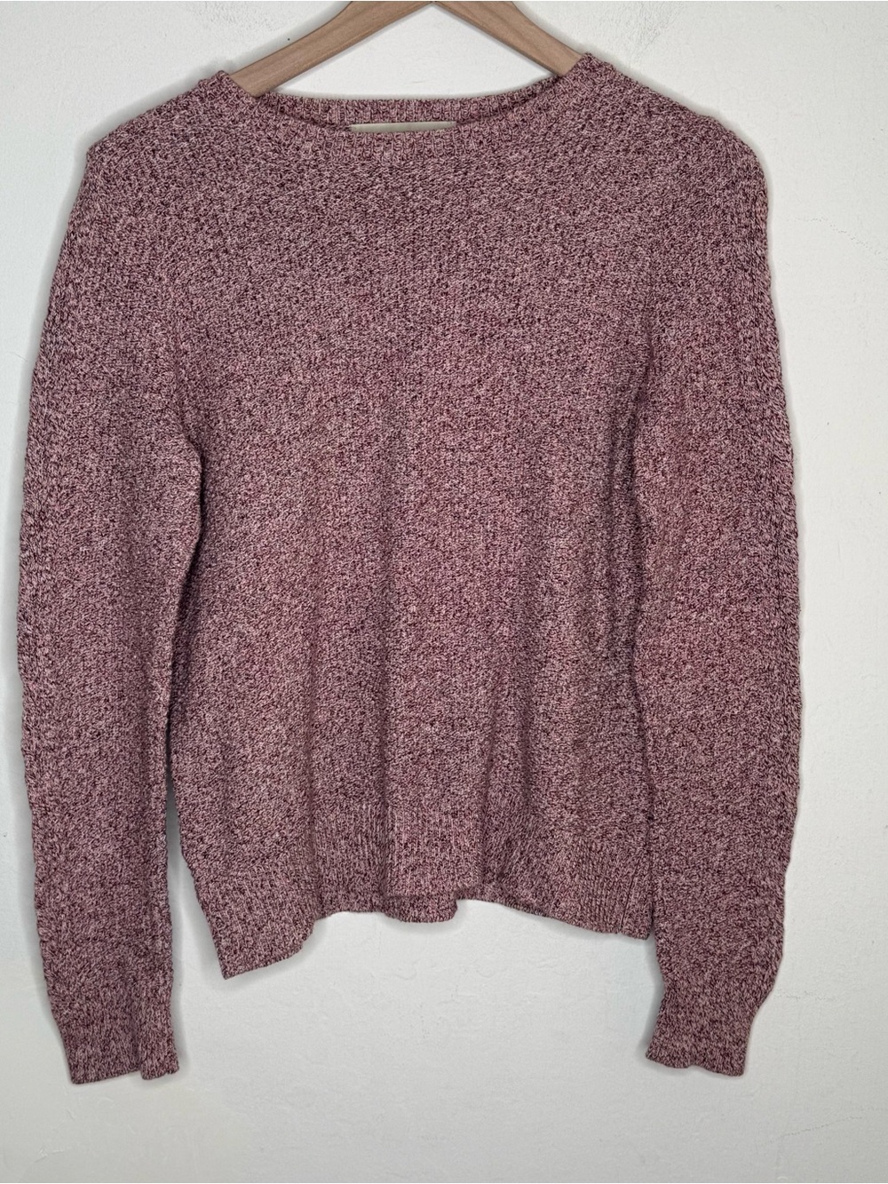 LOFT Dusty Rose Knit Sweater Size M 100% Cotton Crewneck Pullover Cozy Classic